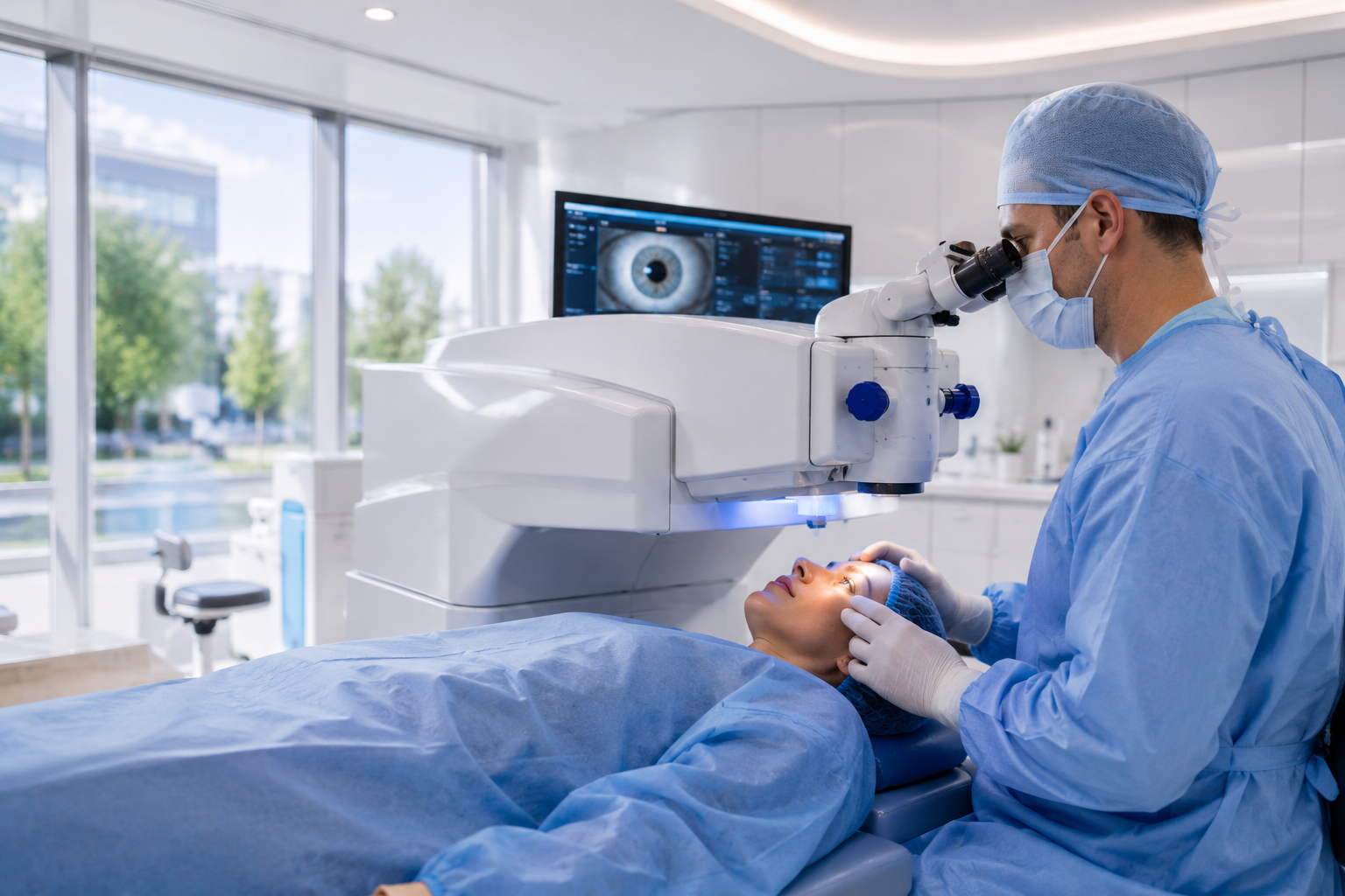 Augenärztliche Linsenbehandlung als Symbol für ICL-Linsenimplantation