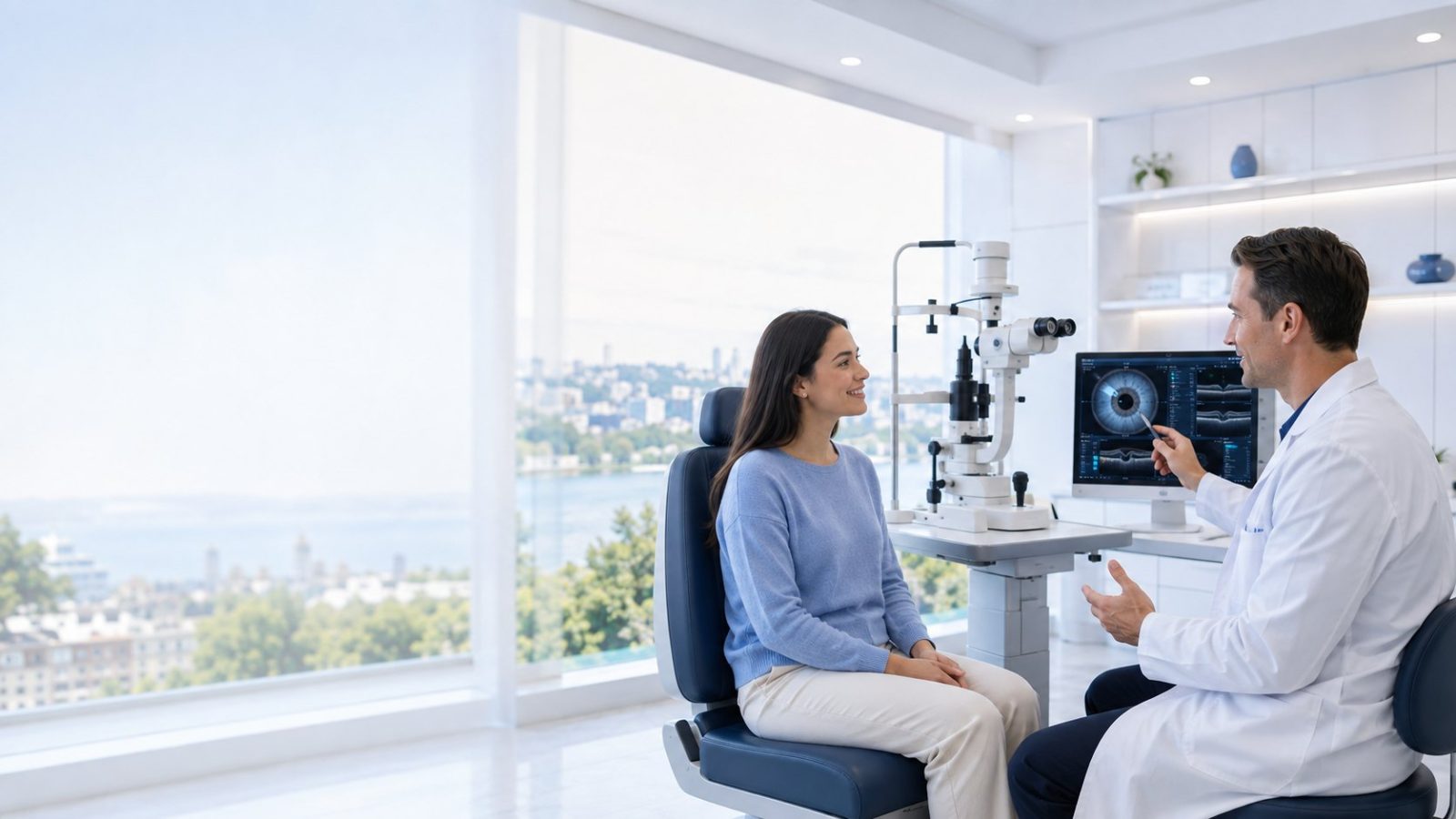 Augenärztliche Voruntersuchung zur Prüfung der Eignung für eine Augenlaserbehandlung